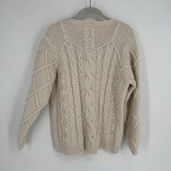 Vintage Eddie Bauer sweater womens medium M ivory cableknit fisherman old money - Picture 4 of 4